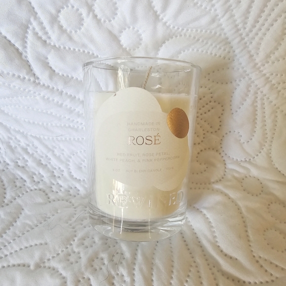 Rewined Rose Soy Blend Candle 6 oz, Preowned But Unlit, Red Fruit Rose Peach - Picture 1 of 8